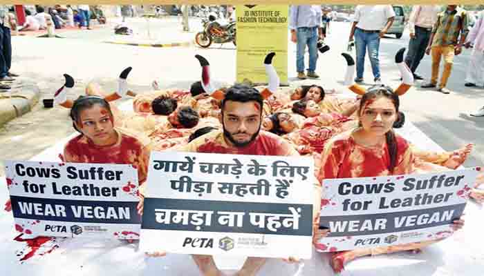 protest by PETA in delhi