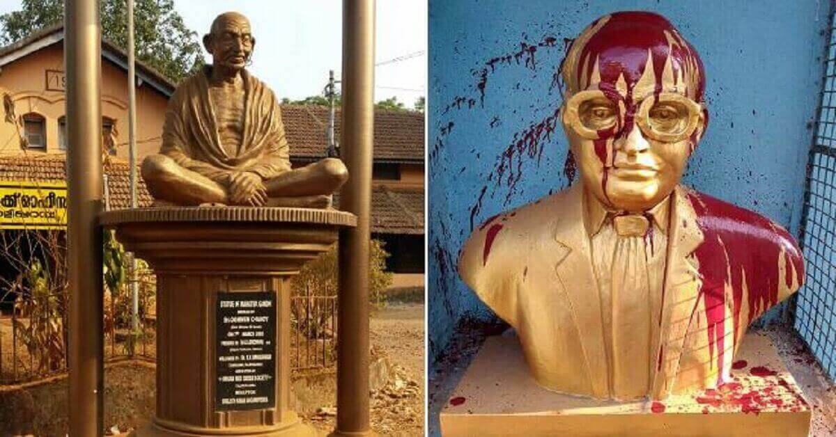 statues-gandhi-ambedkar-vandalized-various-parts-country