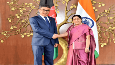 Sushma Swaraj meets Afghan Defence Minister Lieutenant-General Tariq Shah Bahramee