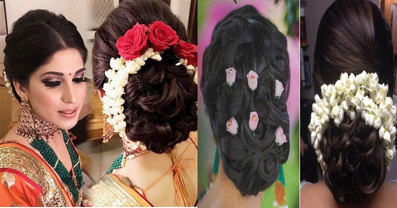 Ringlet-Floral-Bun-Hairstyle