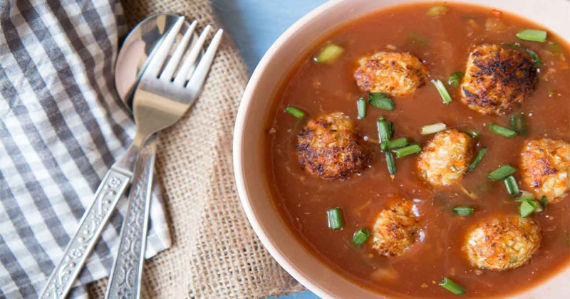 Vegetable Manchurian Balls in Spicy Orange Sauce