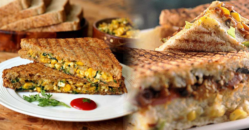 Cheesy Garlic Spinach Corn Paneer Sandwich