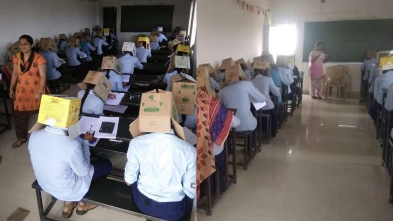 Students made to wear cardboard boxes at exam hall to prevent cheating |  Latest News, India , Karnataka, colleges, examination